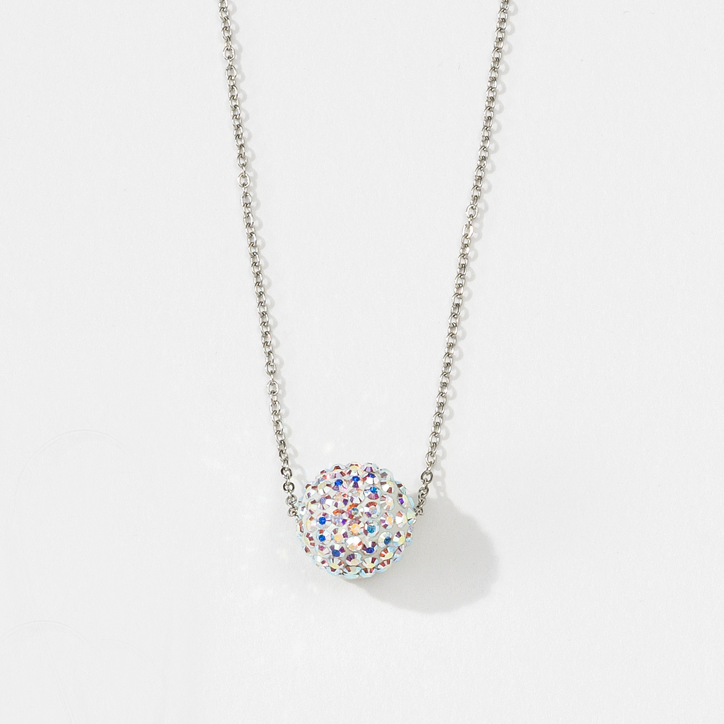 Crystal Aurore Boreale Pavé Ball Necklace