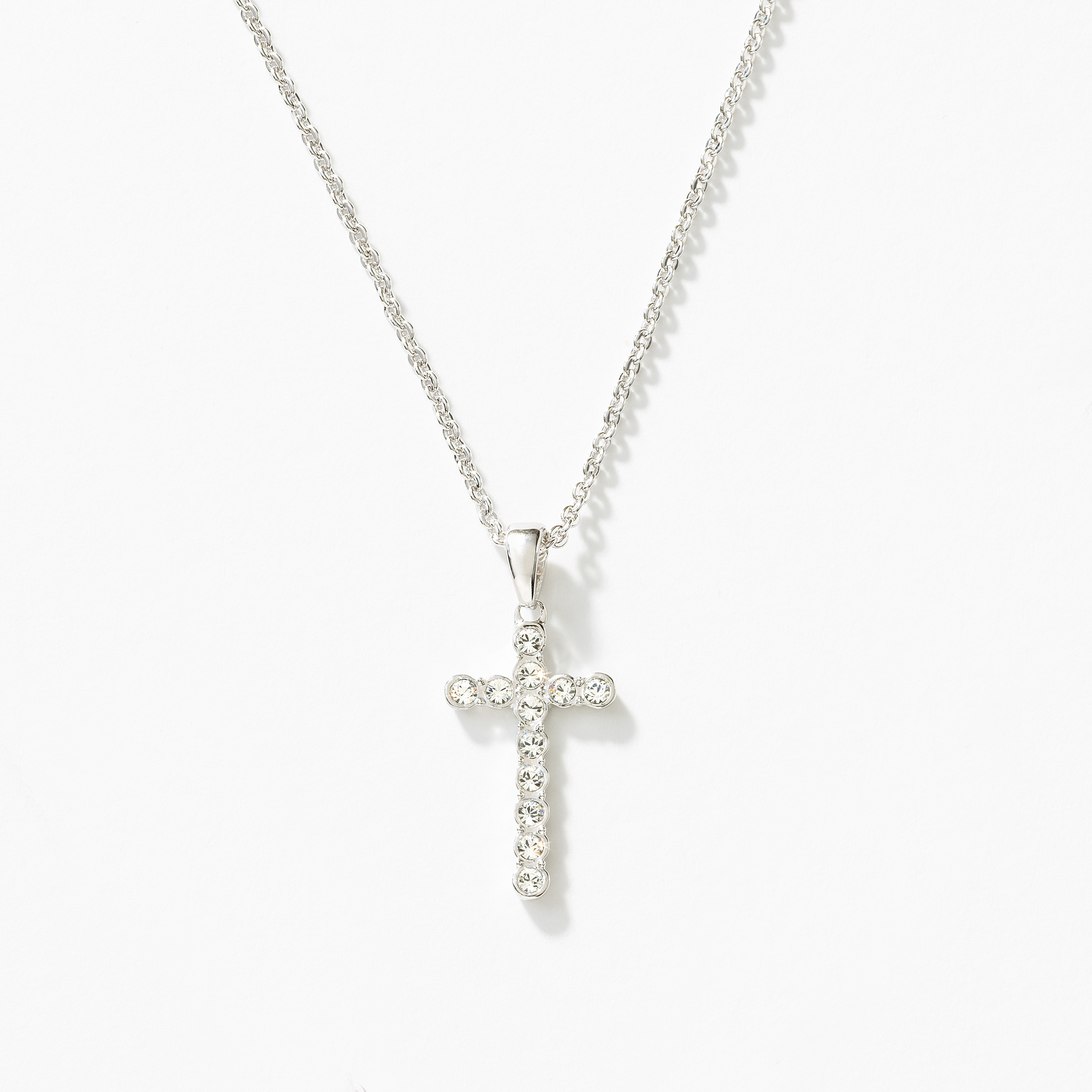 Sterling Silver White Crystal Crystal Cross Pendant Necklace | eBay