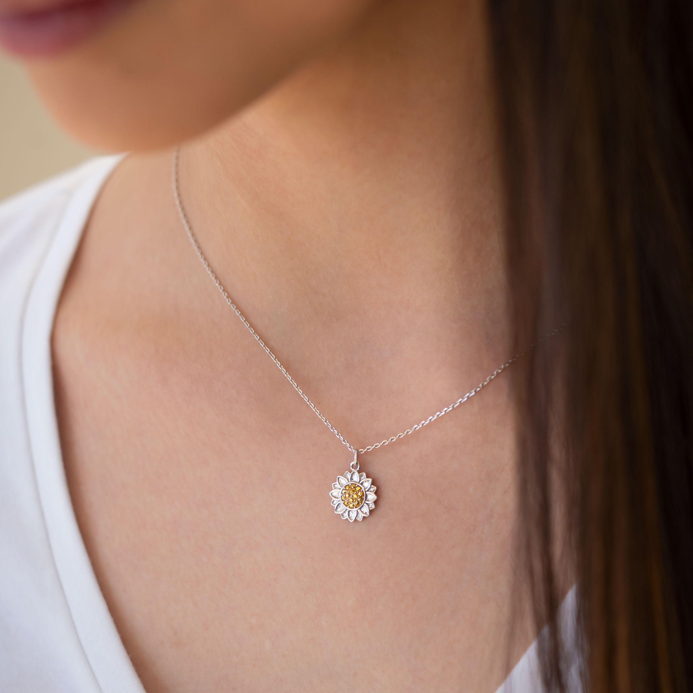 Crystal deals sunflower necklace