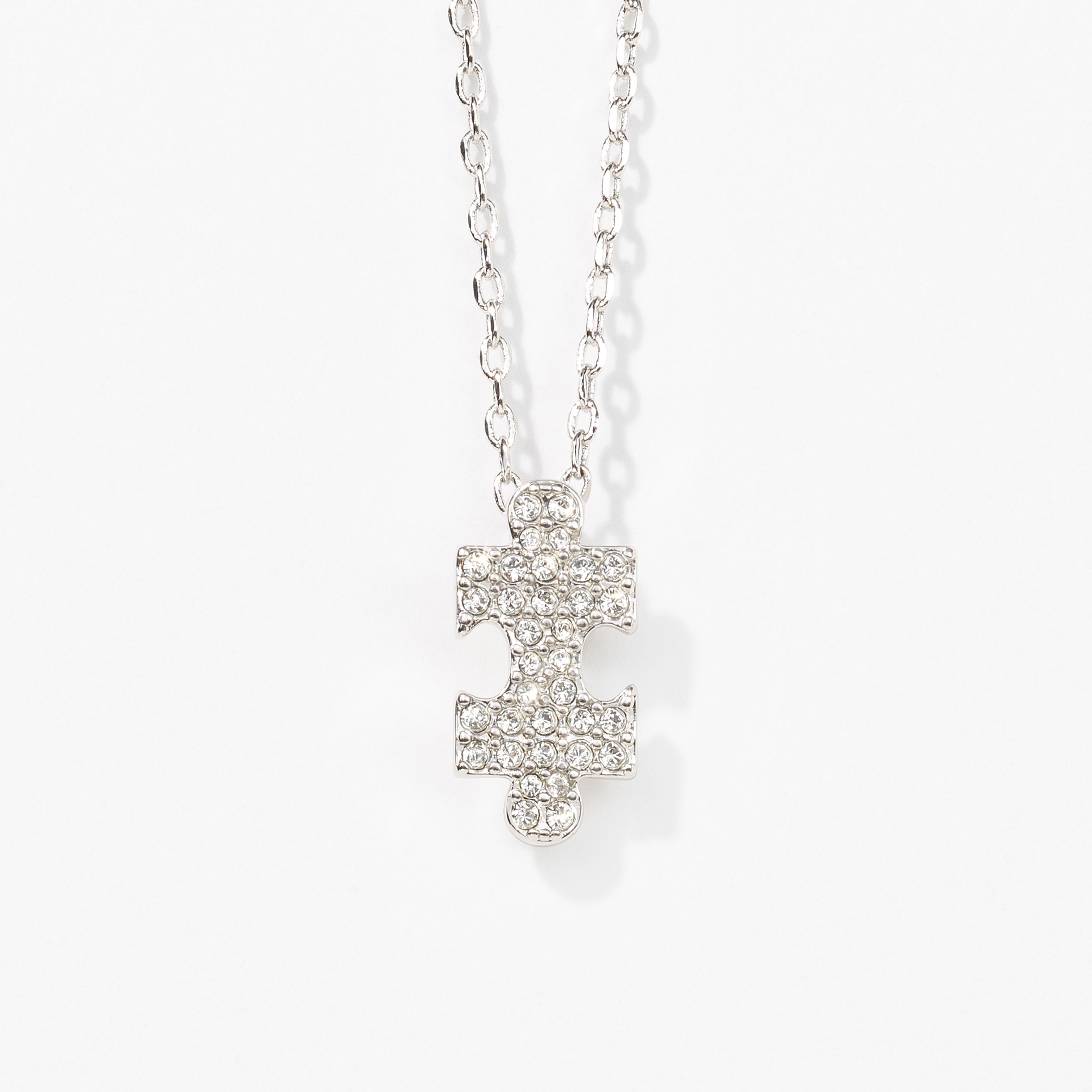 White gold puzzle piece outlet necklace
