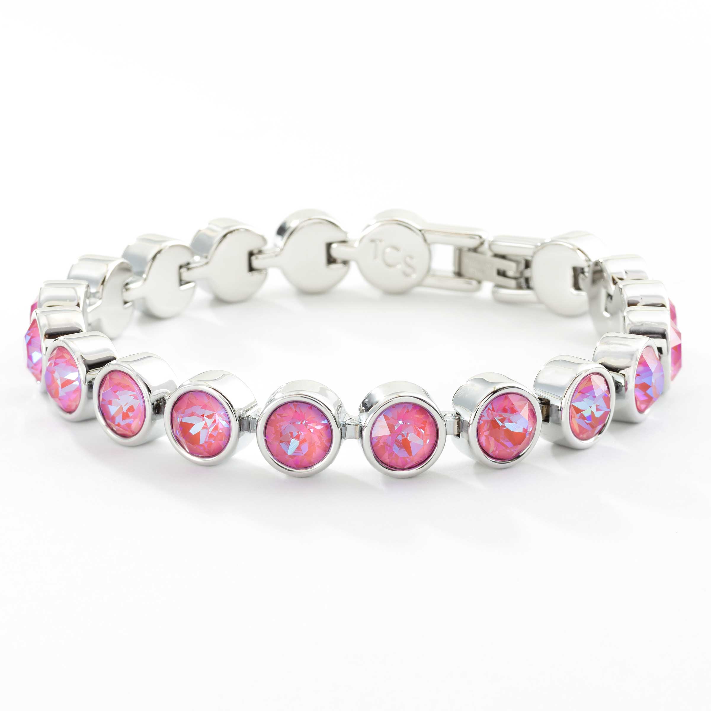 Pink Crystal Bracelet Choose Your Finish Special Gift For Her . LOTUS PINK DELITE Crystal Stretch Tennis Bracelet