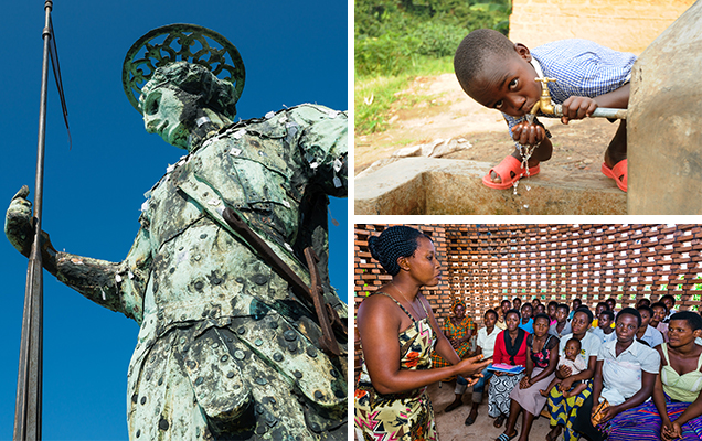 Child drinking clean water thanks to the Swarovski Waterschool Project