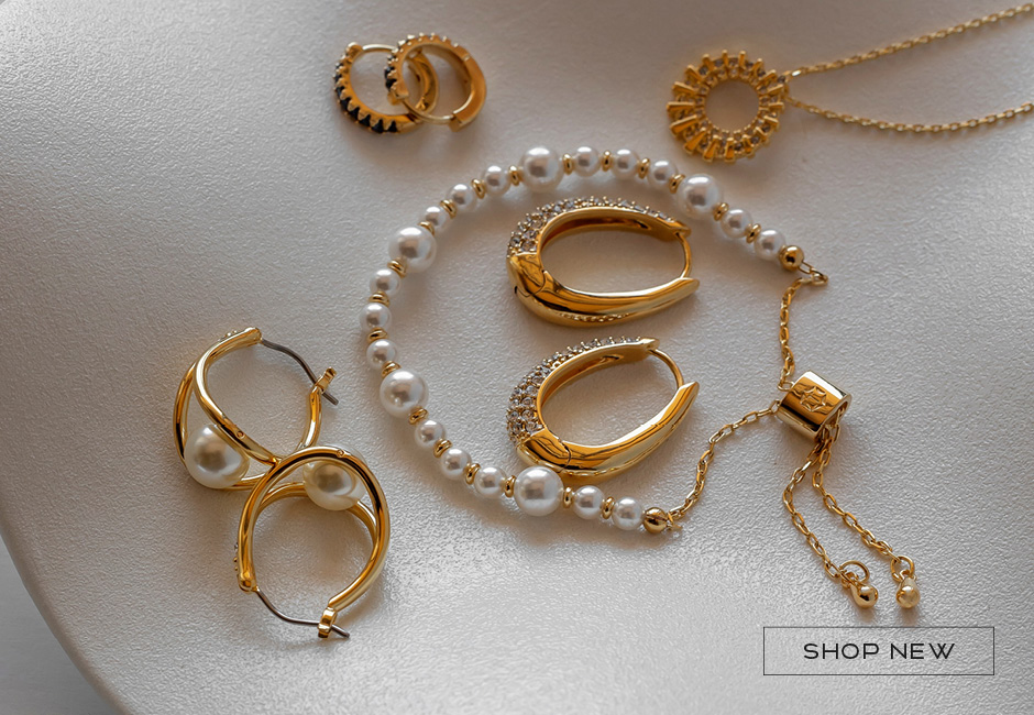Golden Jewelry with crystal pearls