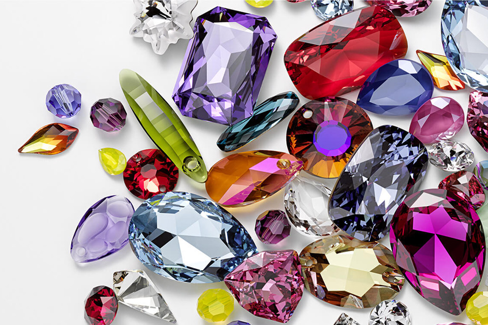 Brightly colored loose crystals