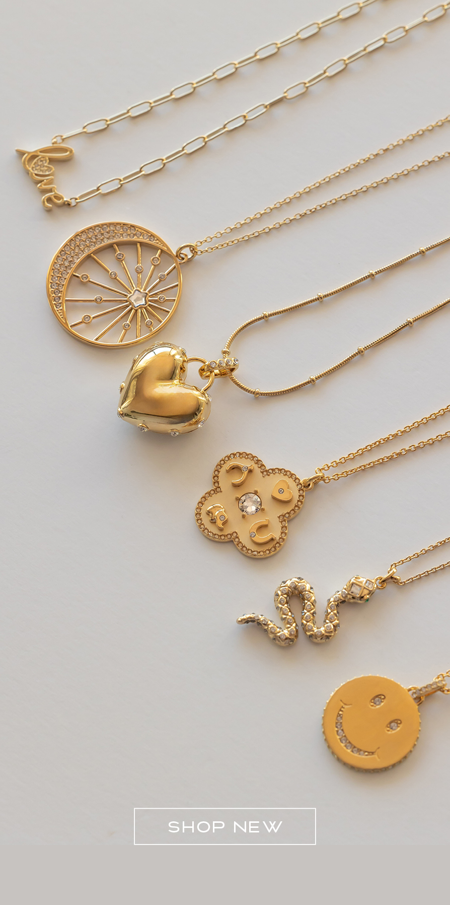 Meaningful golden and crystal symbol necklaces 