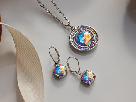 Halo Necklace, Crystal Aurore Boreale inspired by the Northern Lights