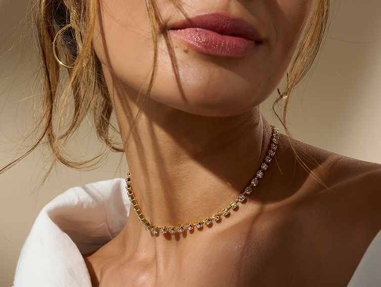 Woman wearing new Double Trouble Necklace